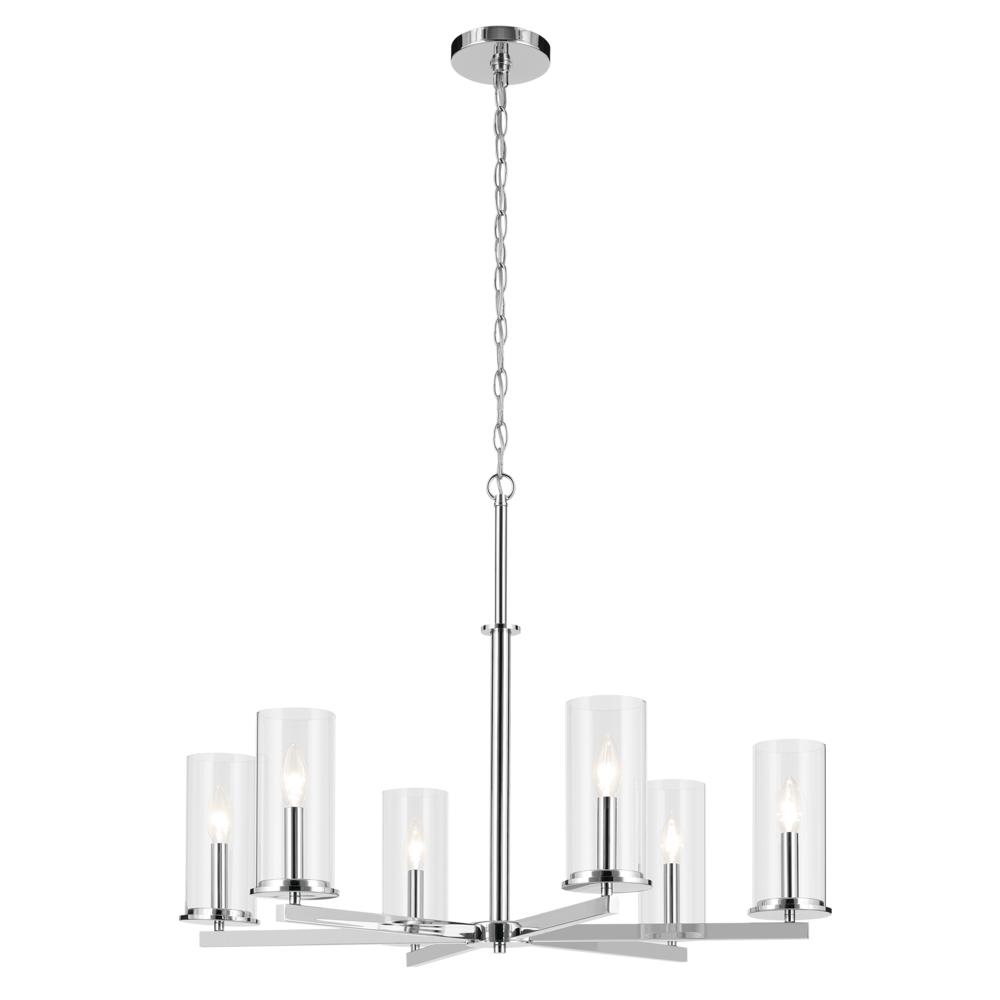 Crosby 21.75" 6-Light Chandelier with Clear Glass in Chrome