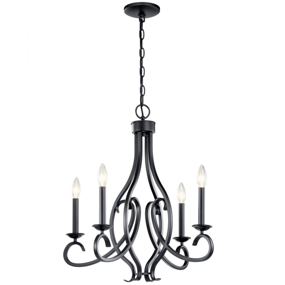 Ania 4 Light Chandelier Black