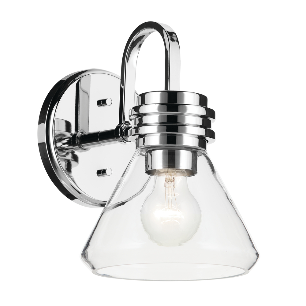 Farum 9.5" 1-Light Wall Sconce with Clear Glass in Chrome