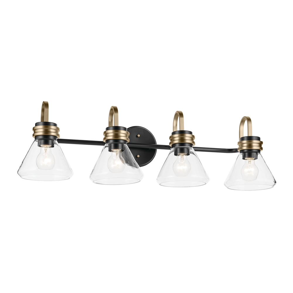 Farum 34" 4-Light Vanity Light with Clear Glass in Black