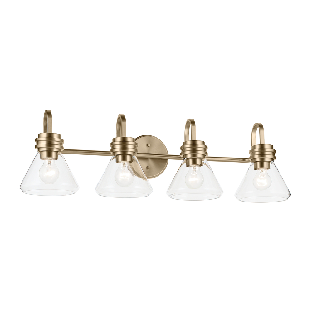 Farum 34" 4-Light Vanity Light with Clear Glass in Champagne Bronze