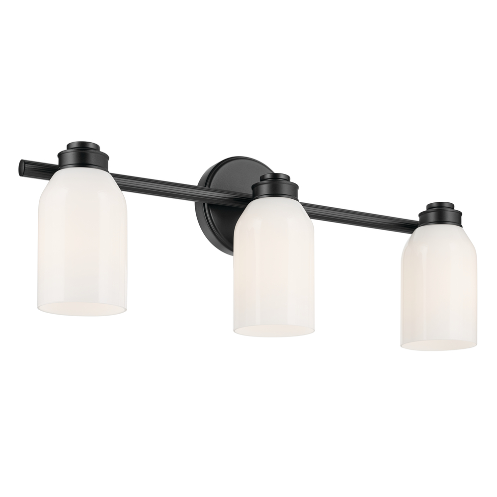 Shae 24.25" 3-Light Vanity Light with White Opal Glass in Black