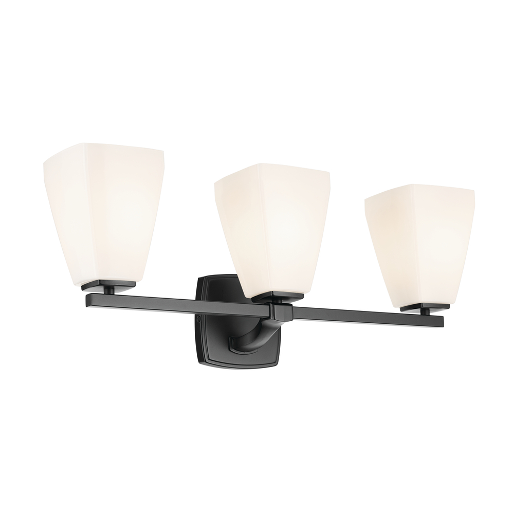 Marant 23.75" 3-Light Vanity Light with Opal Glass in Black