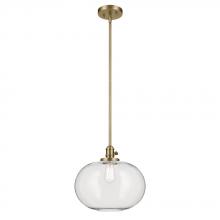 Kichler 43911NBR - Avery 14" 1-Light Globe Pendant with Clear Seeded Glass in Natural Brass
