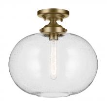 Kichler 43913NBR - Avery 14.5" 1-Light Flush Mount with Clear Seeded Glass in Natural Brass