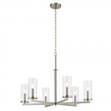 Kichler 44013NI - Crosby 21.75" 6-Light Chandelier with Clear Glass in Brushed Nickel