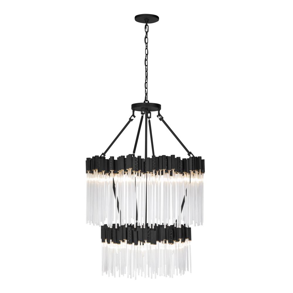 Matrix 14-Lt 2-Tier Chandelier - Matte Black/French Gold