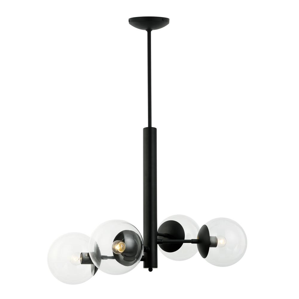 Mid-Century 4-Lt Chandelier - Black