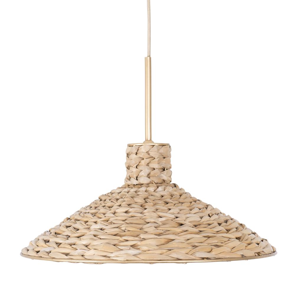 Hilton Head 1-Lt Medium Pendant - French Gold/Natural Seagrass