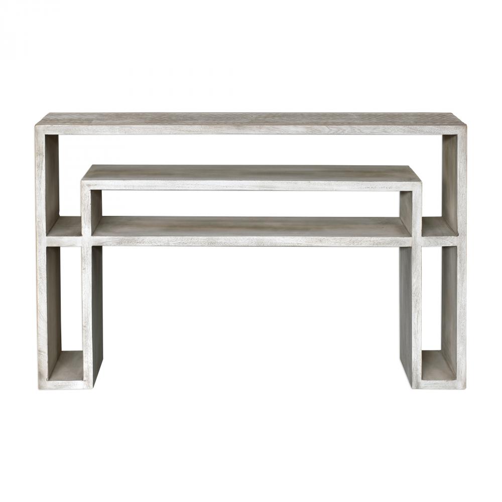 Genara Bone White Carved Console Table