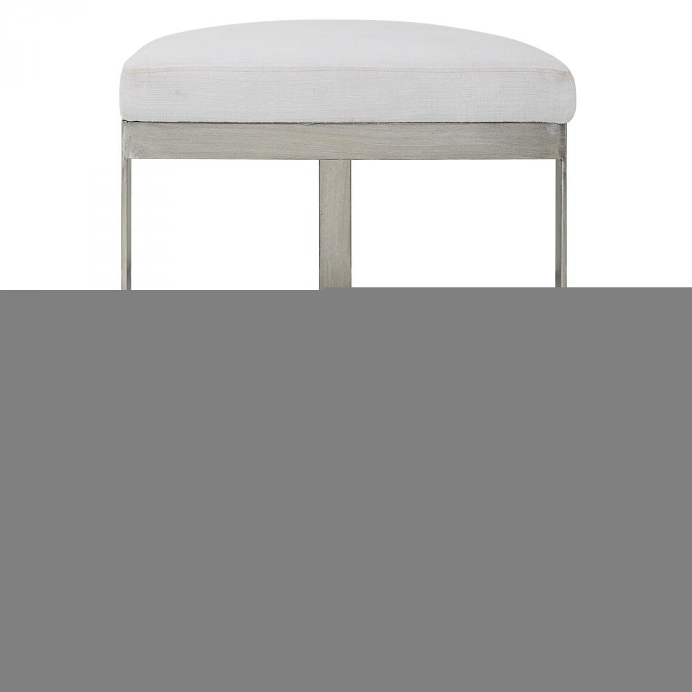 Uttermost Ivanna Counter Stool, Silver - White