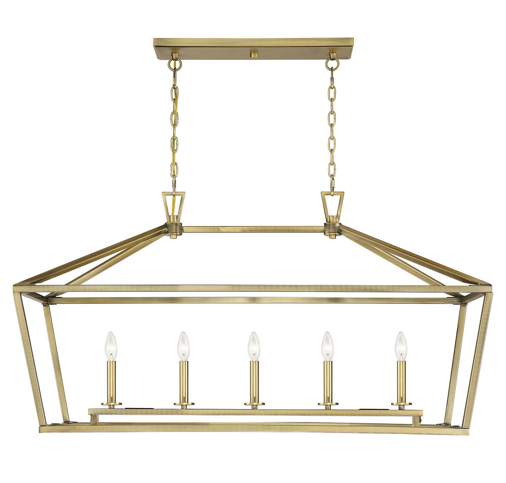 Townsend 5-Light Linear Chandelier in Warm Brass