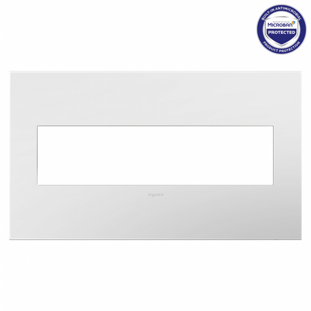 adorne® Matte White Four-Gang Screwless Wall Plate with Microban®