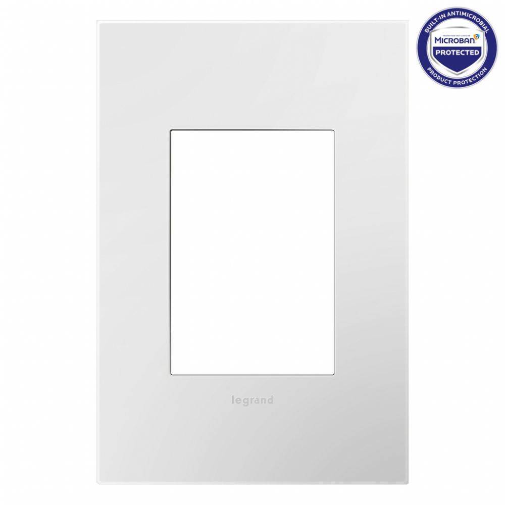 adorne® Gloss White-on-White One-Gang-Plus Screwless Wall Plate with Microban®