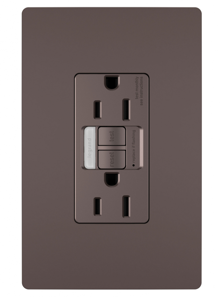 radiant? 15A Tamper-Resistant Self-Test GFCI Outlet with Night Light, Dark Bronze