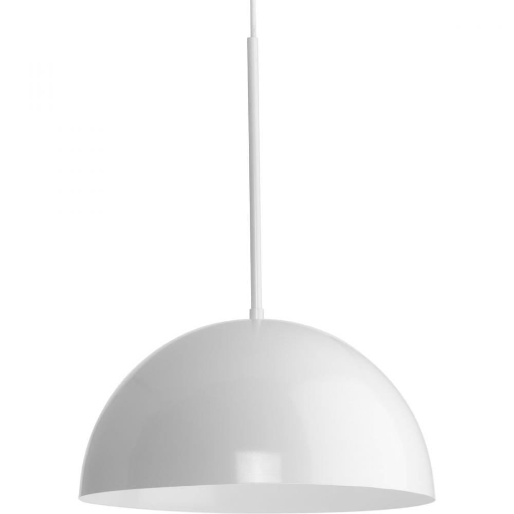 Perimeter Collection One-Light White Mid-Century Modern Pendant with metal Shade