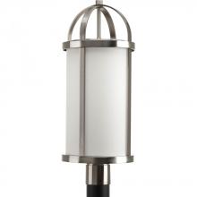 Progress P5449-09 - One Light Brushed Nickel Opal Etched Glass Post Light