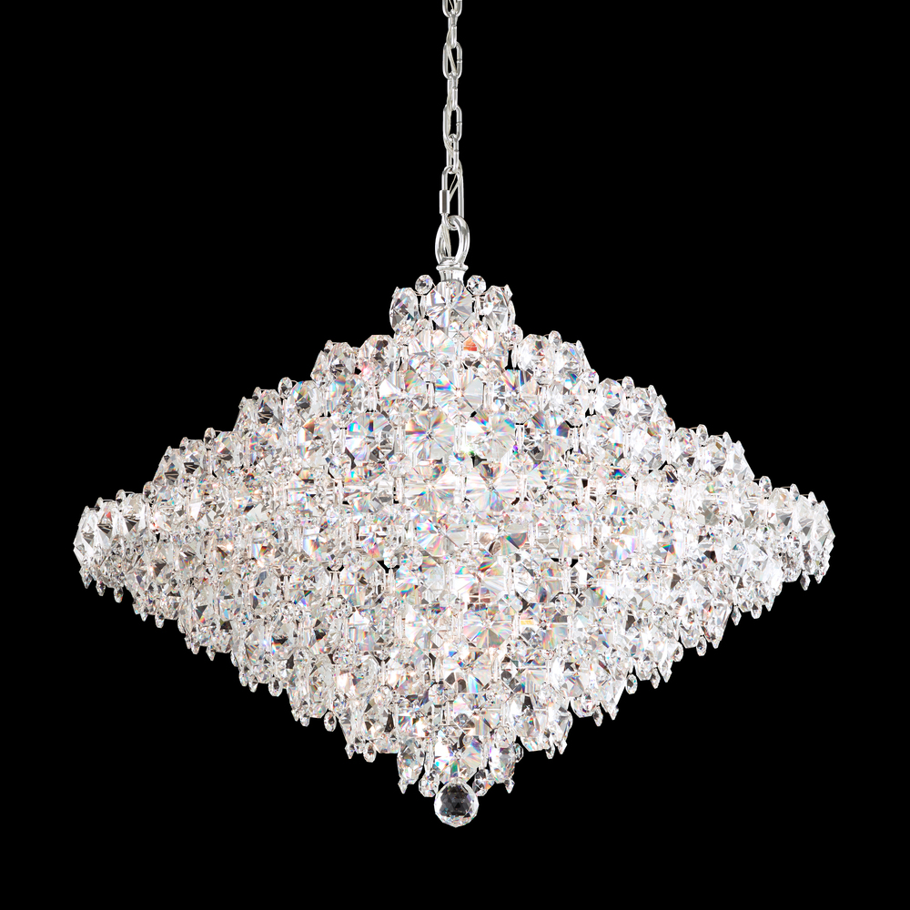 Baronet 28 Light 120V Pendant in Polished Stainless Steel with Optic Crystal