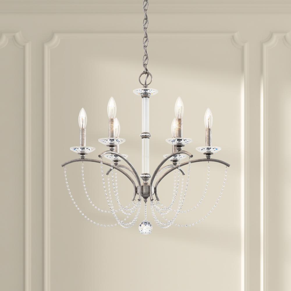 Priscilla 6 Light 120V Chandelier in White with White Pearl