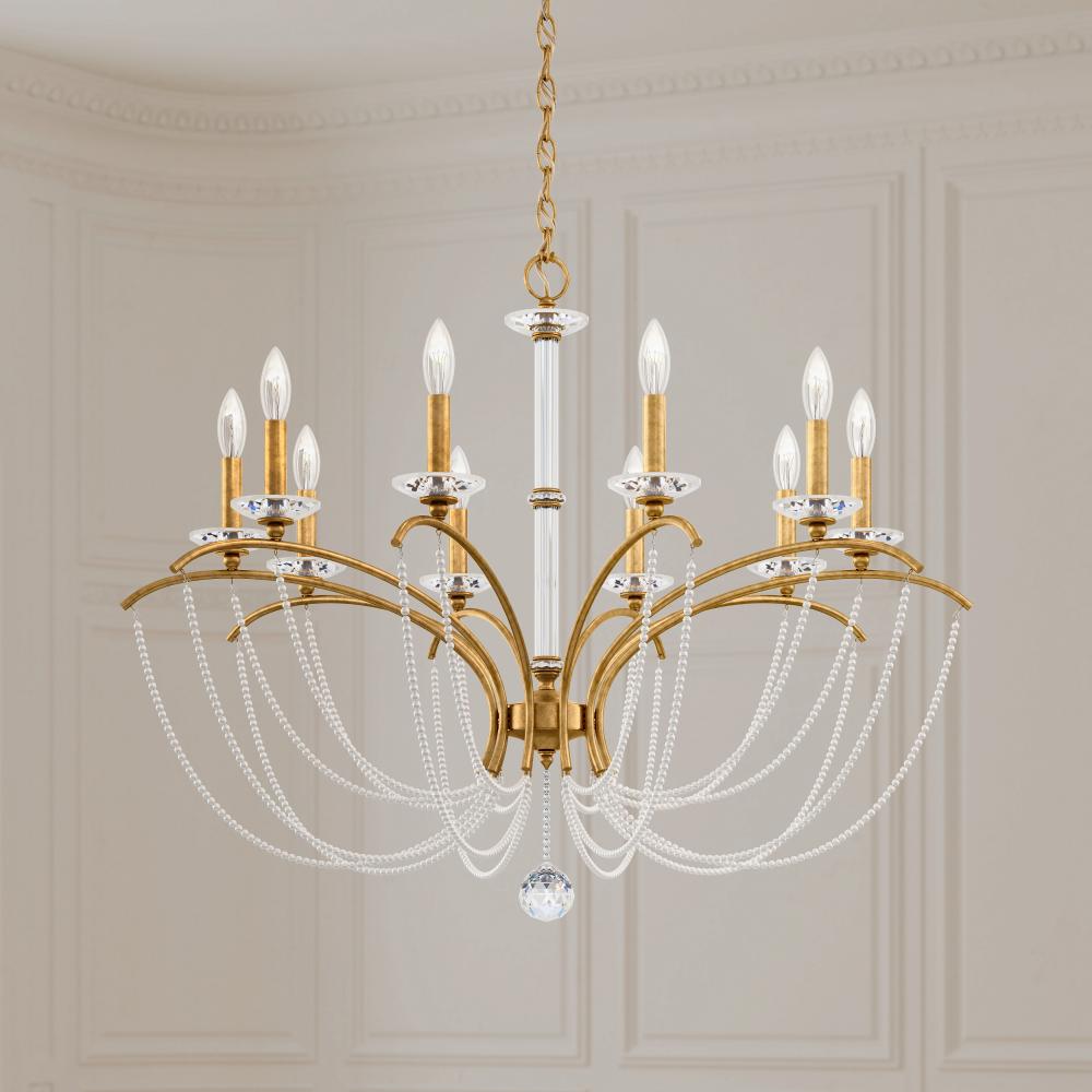 Priscilla 10 Light 120V Chandelier in White with White Pearl