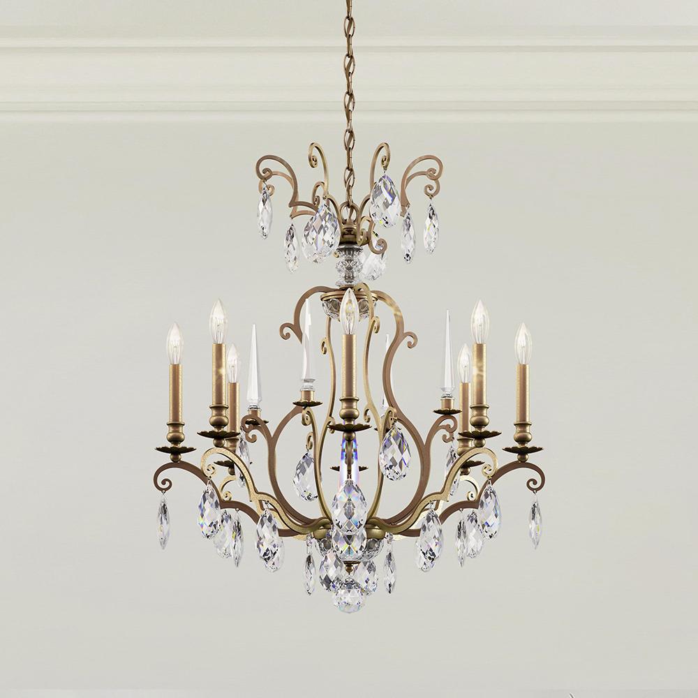 Renaissance Nouveau 8 Light 120V Chandelier in Heirloom Gold with Heritage Handcut Crystal