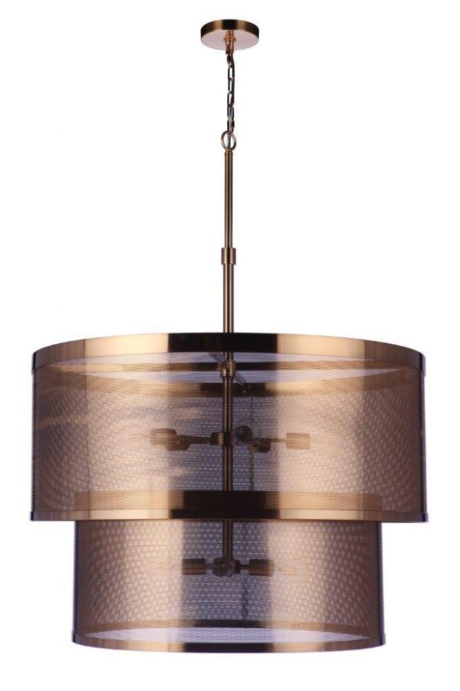 Mesh 9 Light Pendant in Satin Brass