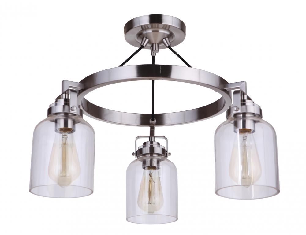 Foxwood 3 Light Convertible Semi Flush in Brushed Polished Nickel