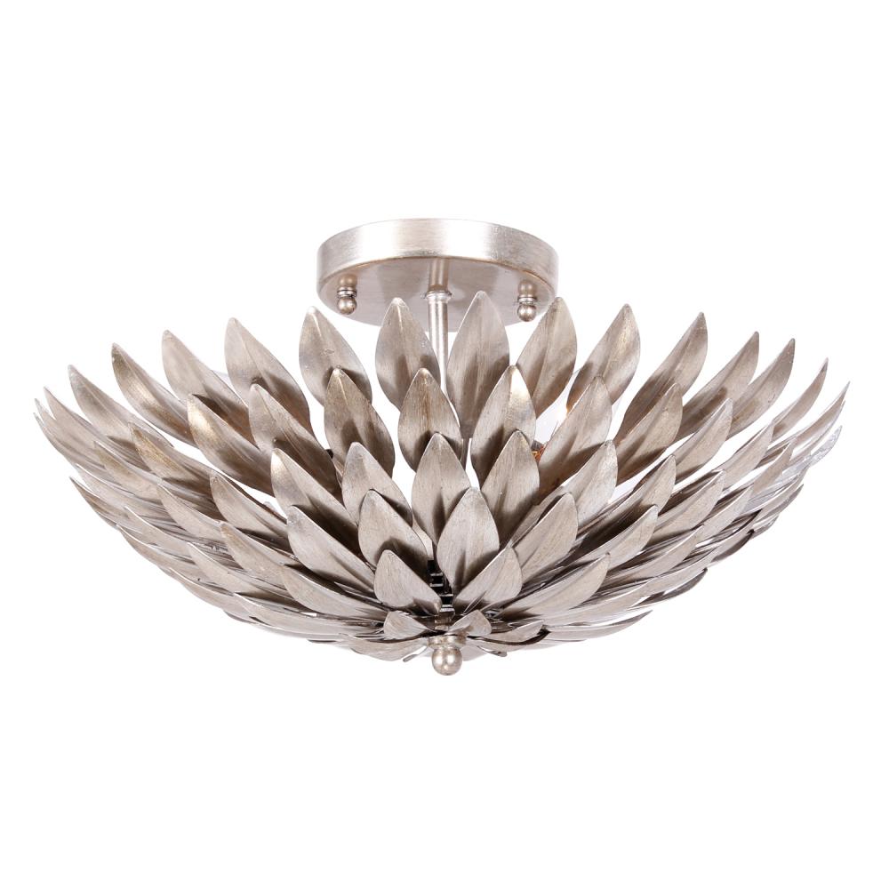 Broche 4 Light Antique Silver Semi Flush Mount