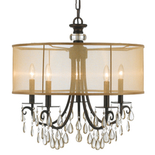 Crystorama 5625-EB - Hampton 5 Light Drum Shade Bronze Chandelier