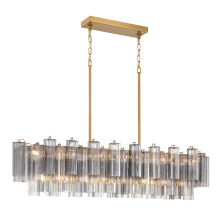 Crystorama ADD-317-AG-SM - Addis 14 Light Aged Brass Linear Chandelier
