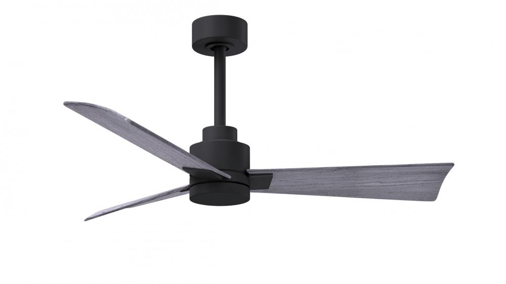 Alessandra 3-blade transitional ceiling fan in matte black finish with barnwood blades. Optimized