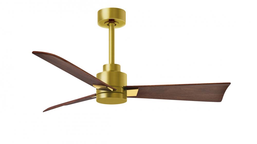 Alessandra 3-blade transitional ceiling fan in brushed brass finish with walnut blades. Optimized
