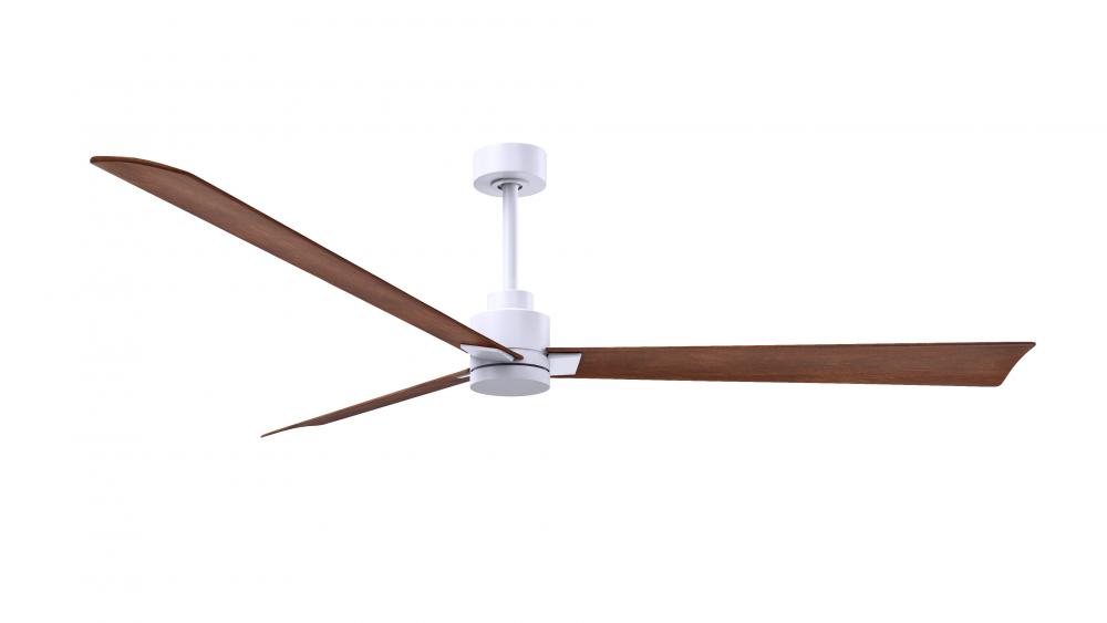 Alessandra 3-blade transitional ceiling fan in matte white finish with walnut blades. Optimized fo