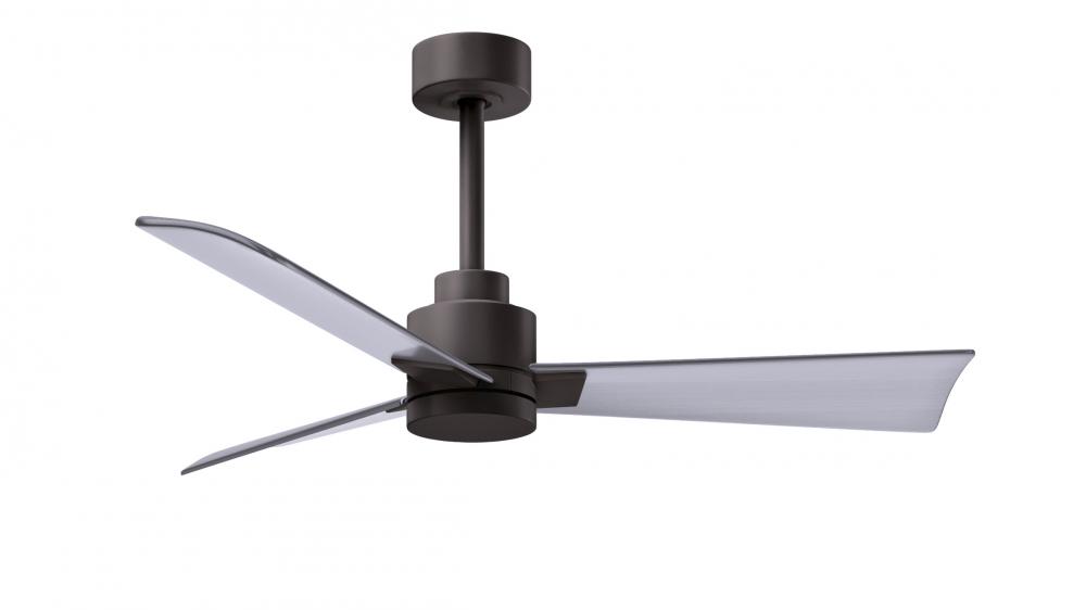 Alessandra 3-blade transitional ceiling fan in textured bronze finish with brushed nickel blades.