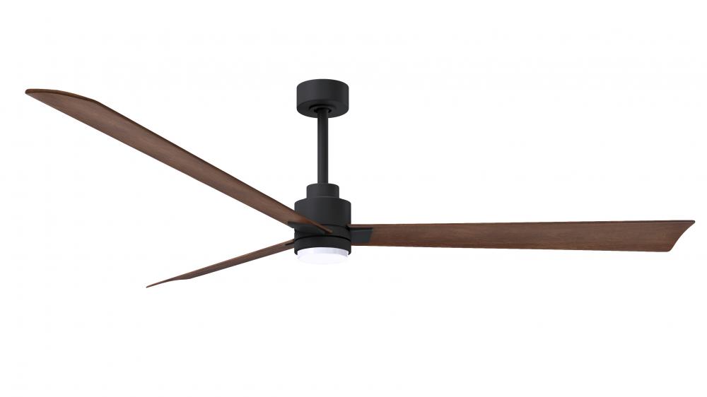 Alessandra 3-blade transitional ceiling fan in matte black finish with walnut blades. Optimized fo