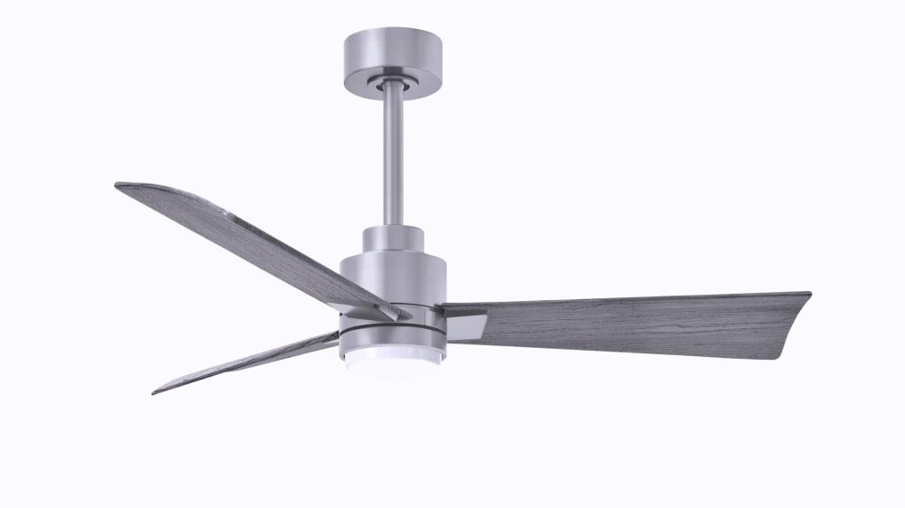 Alessandra 3-blade transitional ceiling fan in brushed nickel finish with barnwood blades. Optimiz