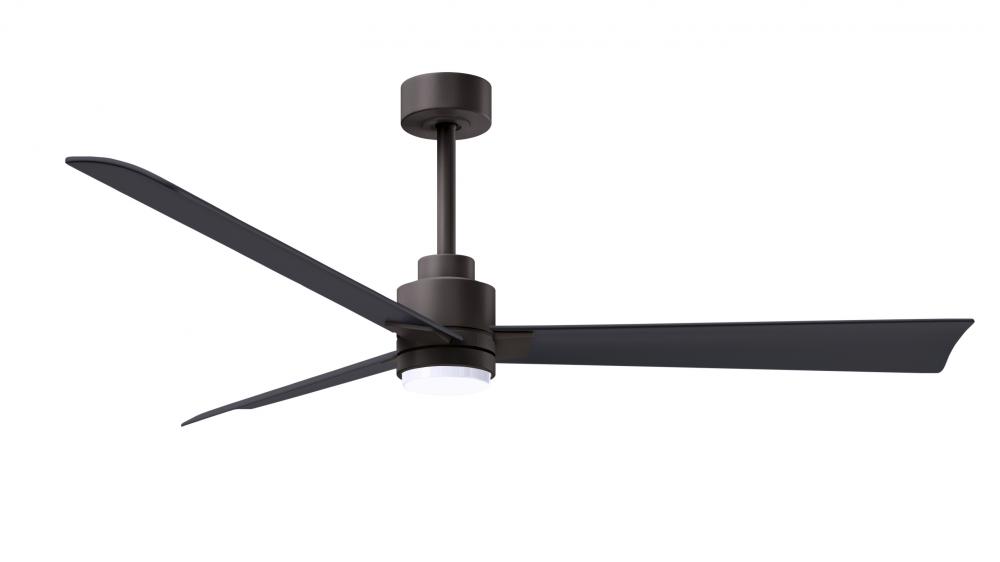 Alessandra 3-blade transitional ceiling fan in textured bronze finish with matte black blades. Opt