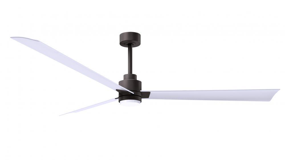 Alessandra 3-blade transitional ceiling fan in textured bronze finish with matte white blades. Opt