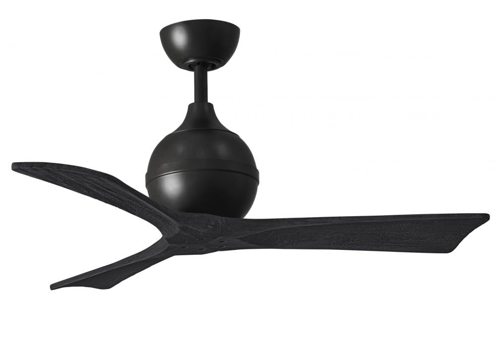 Irene-3 three-blade paddle fan in Matte Black finish with 42" gray ash tone blades.