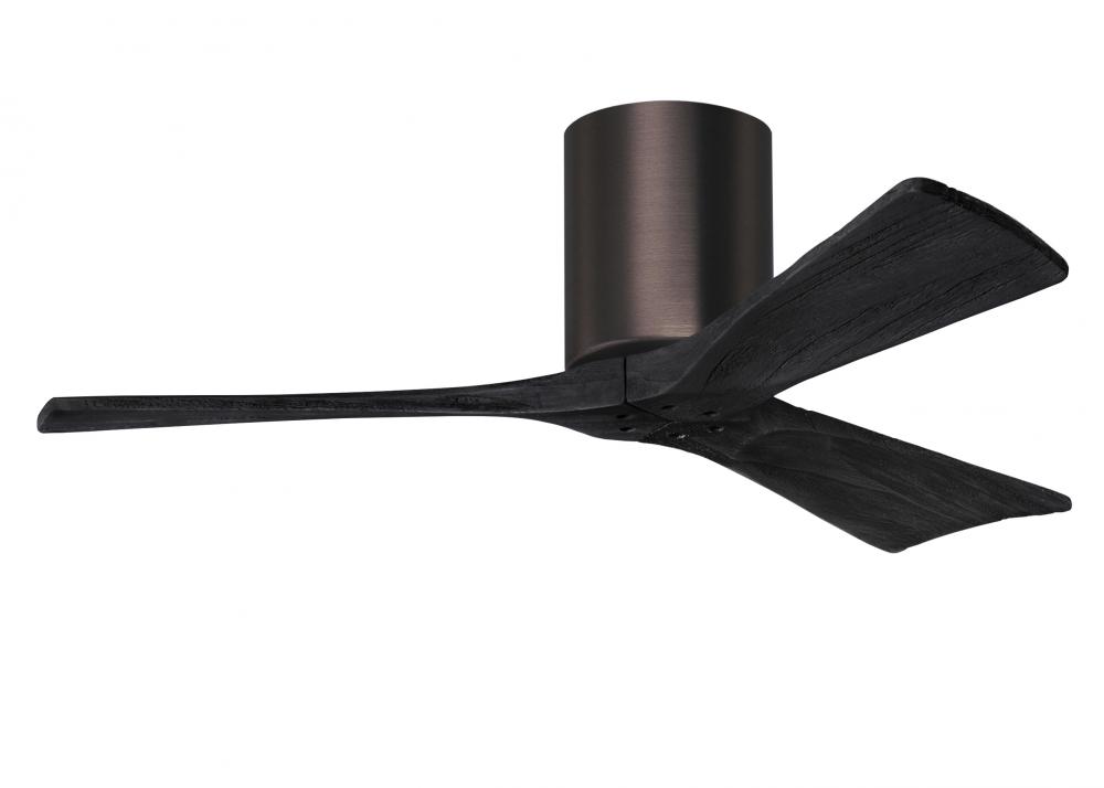 Irene-3H three-blade flush mount paddle fan in Light Maple finish with 42” Walnut tone blades. 
