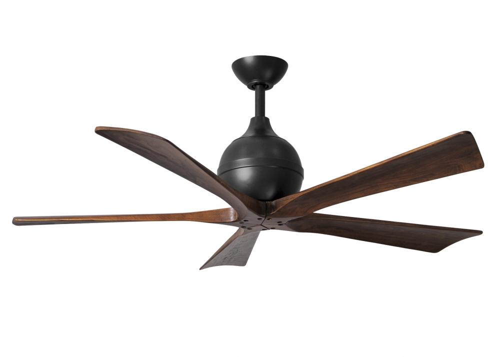 Irene-5 52" Five Bladed Paddle Fan in Matte Black and Walnut Blades