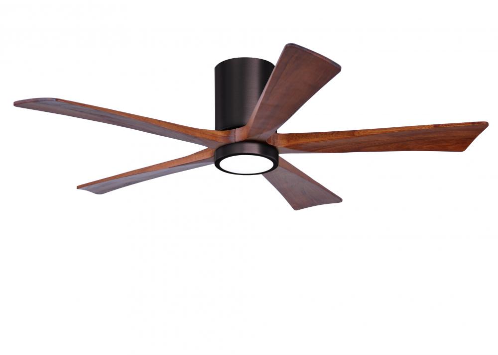 IR5HLK five-blade flush mount paddle fan in Brushed Bronze finish with 52” solid walnut tone bla