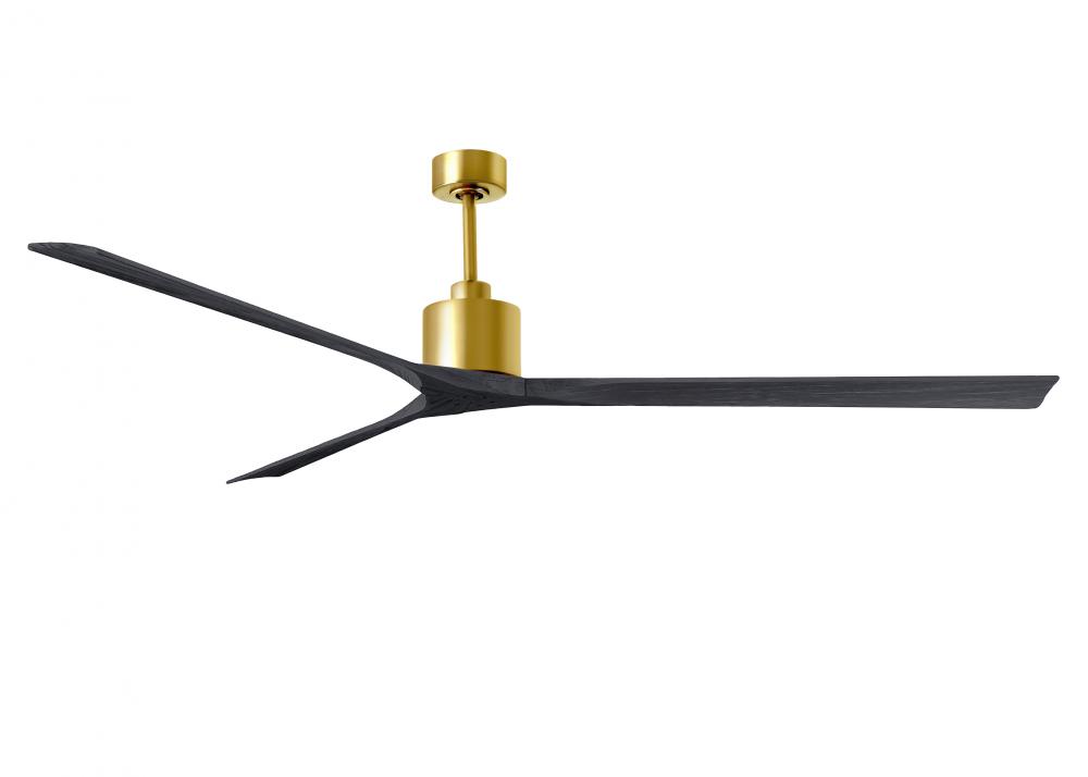 Nan XL 6-speed ceiling fan in Brushed Brass finish with 90” solid matte black wood blades
