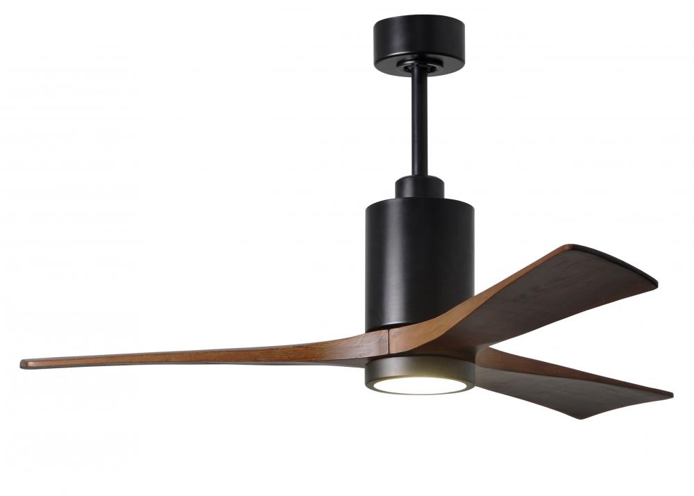 Patricia-3 three-blade ceiling fan in Matte Black finish with 52” solid walnut tone blades and d