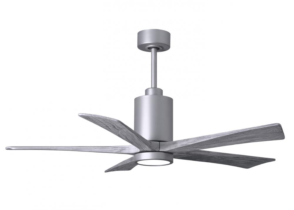 Patricia-5 five-blade ceiling fan in Brushed Nickel finish with 52” solid barn wood tone blades