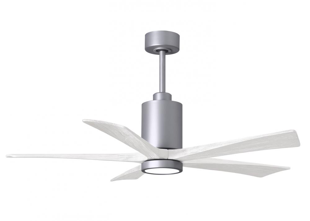Patricia-5 five-blade ceiling fan in Brushed Nickel finish with 52” solid matte white wood blade