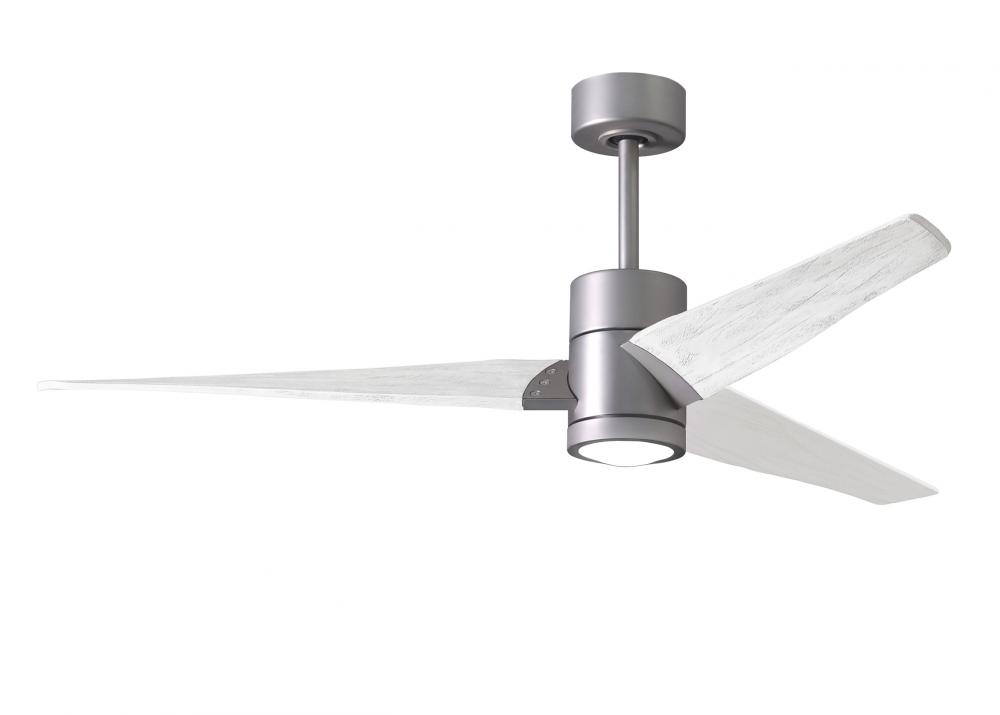 Super Janet three-blade ceiling fan in Brushed Nickel finish with 60” solid matte white wood bla