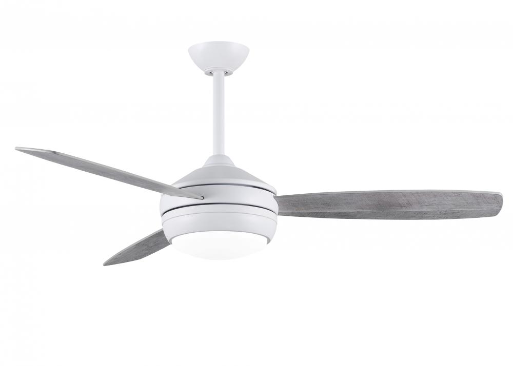 T-24 52" Ceiling Fan in Matte White and reversible Maple/Barn Wood Blades