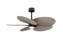 Matthews Fan Company AKTPLK-BK-GA - Alessandra Tropical 5-blade ceiling fan in Matte Black and Gray Ash Tone blades.