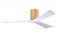 Matthews Fan Company IR3H-LM-MWH-52 - Irene-3H three-blade flush mount paddle fan in Brushed Brass finish with 52” Matte White tone bl
